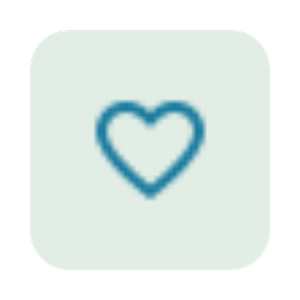 Blue outline heart icon on a light background.