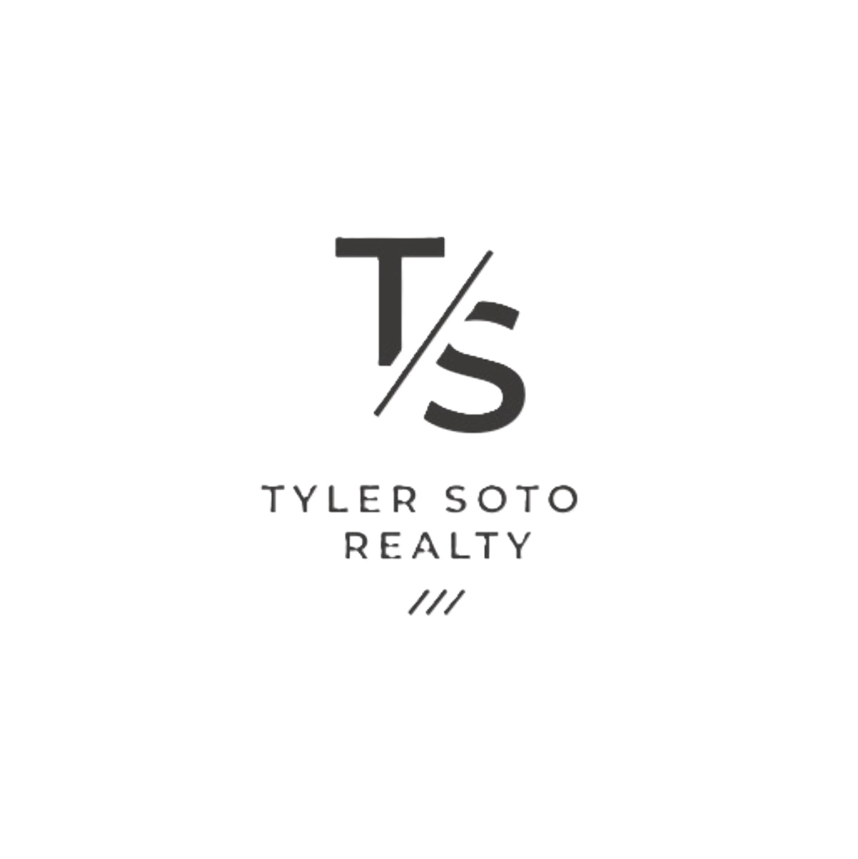 Logo for Tyler Soto Realty featuring stylized letters 'T' and 'S' with overlapping diagonal slash, black and white color scheme, and text 'Tyler Soto Realty' below.