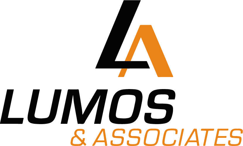 Logo of Lumos & Associates featuring a black and orange stylized letter 'L' and 'A' above the company name in bold black and orange text.