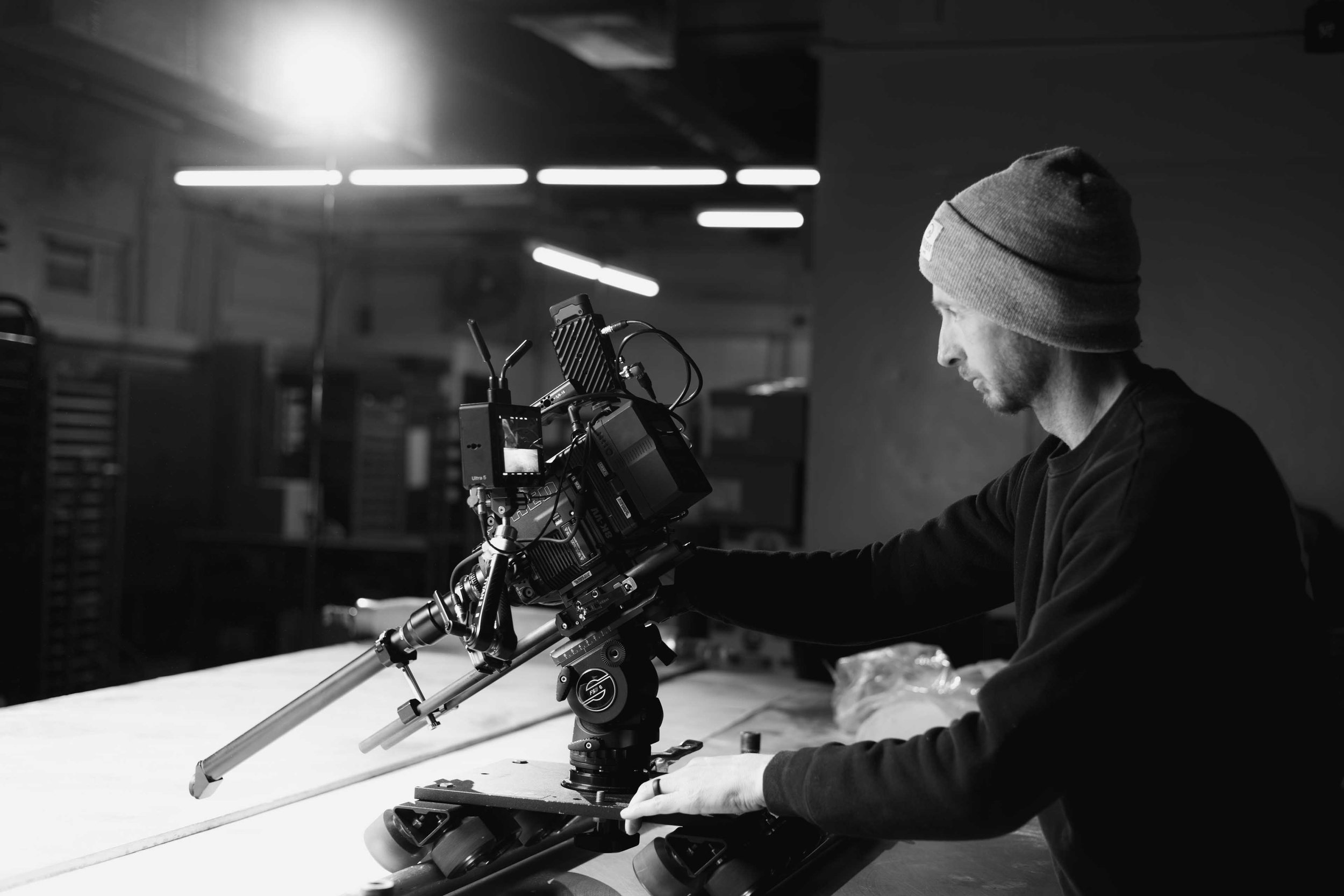 Mikes Pastry film shoot behind the scenes red v raptor with probe lens on dolly