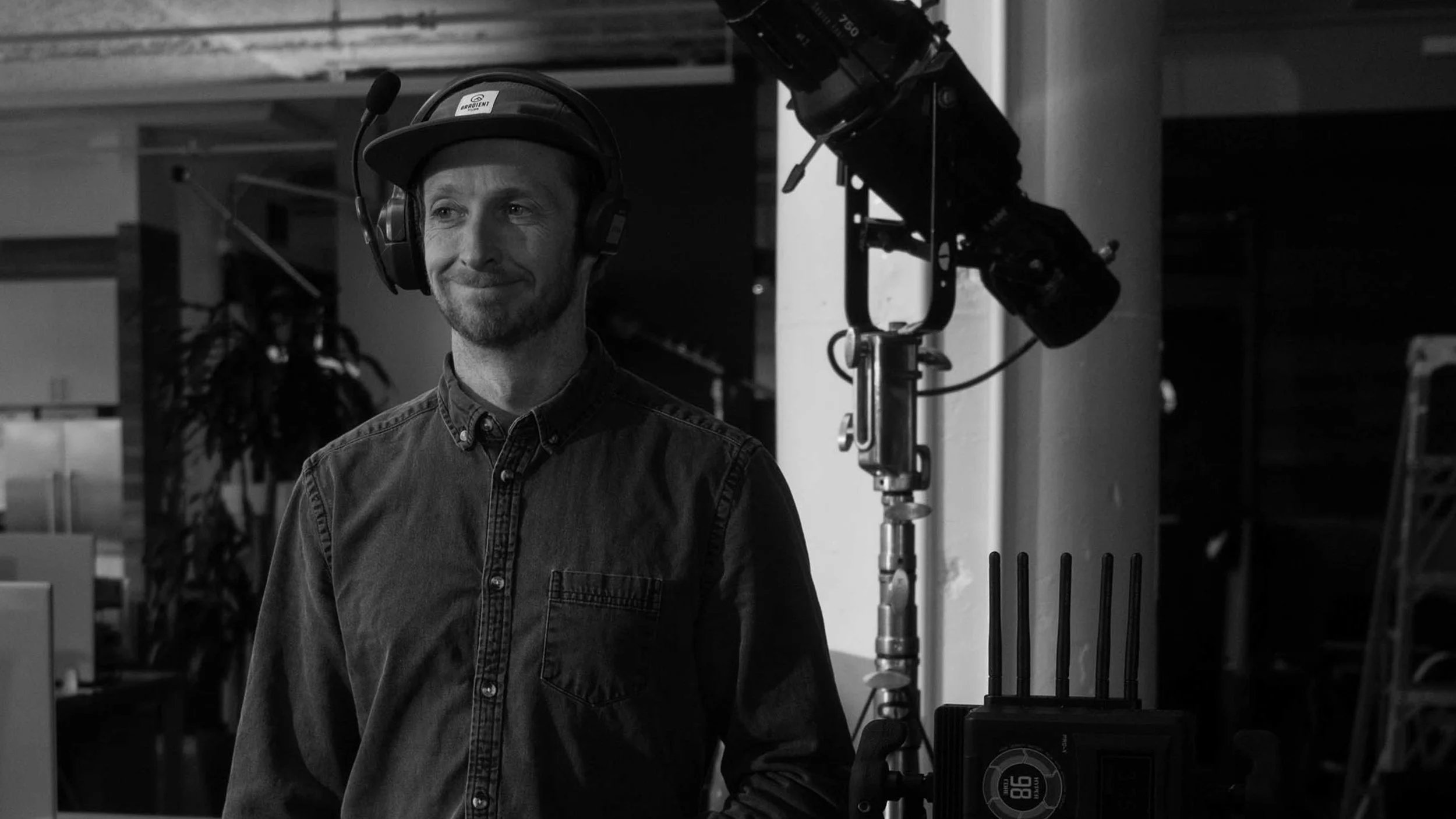 Gradien Films Founder Kyle Couture on set for a commercial video