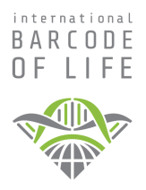 Logo for International Barcode of Life featuring a stylized green DNA helix over a globe with wings.