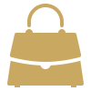 A beige handbag with a handle and a flap closure.