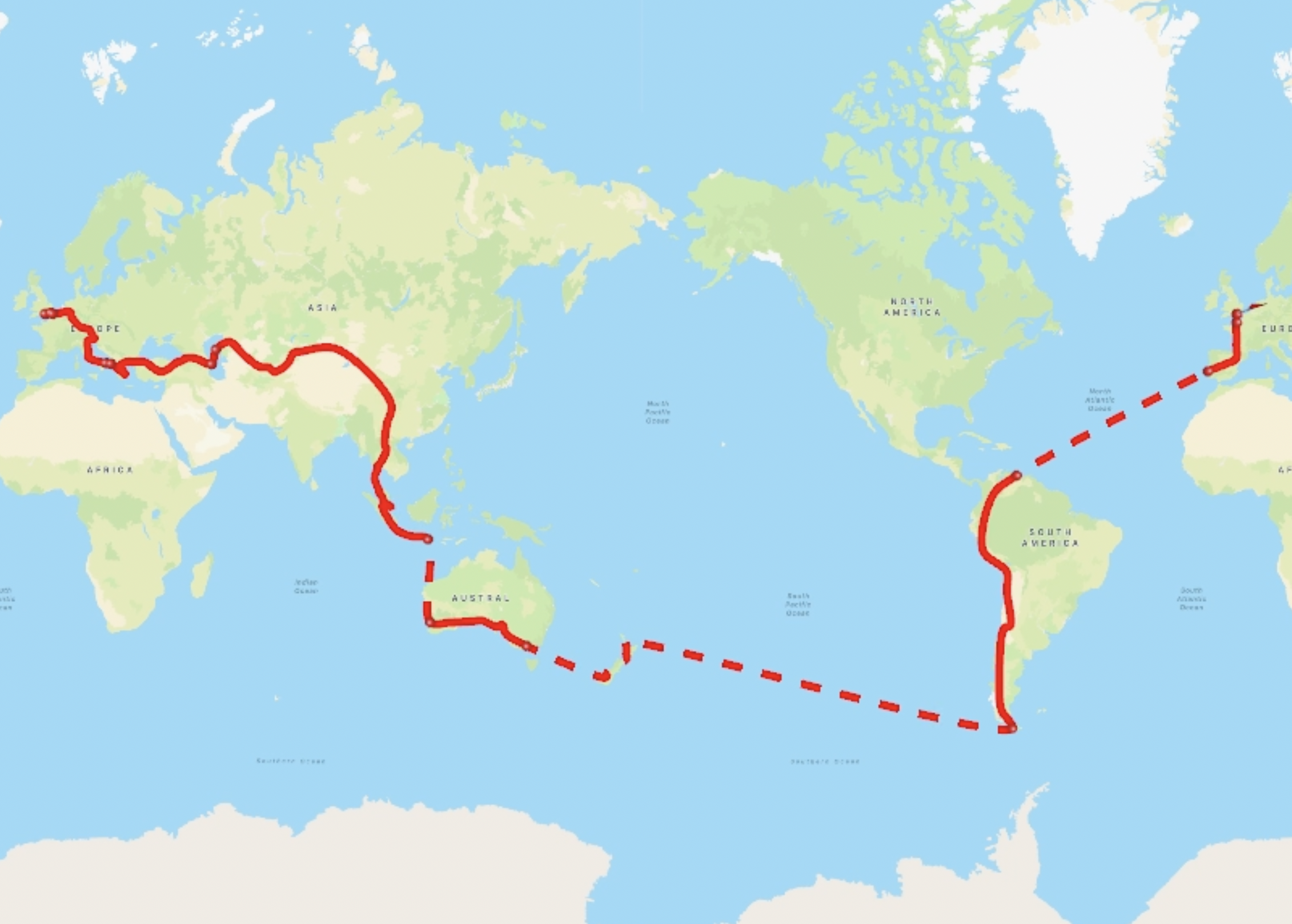 My (approximate) route around the world…