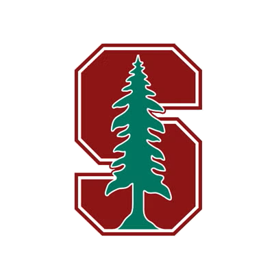Logo of Stanford University with a large maroon letter 'S' and a green pine tree in the center.