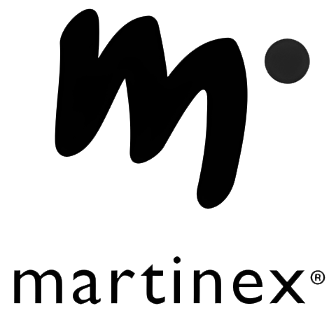 Logo mit stilisiertem Buchstaben 'm' und einem Punkt, darunter der Schriftzug 'martinex'.
