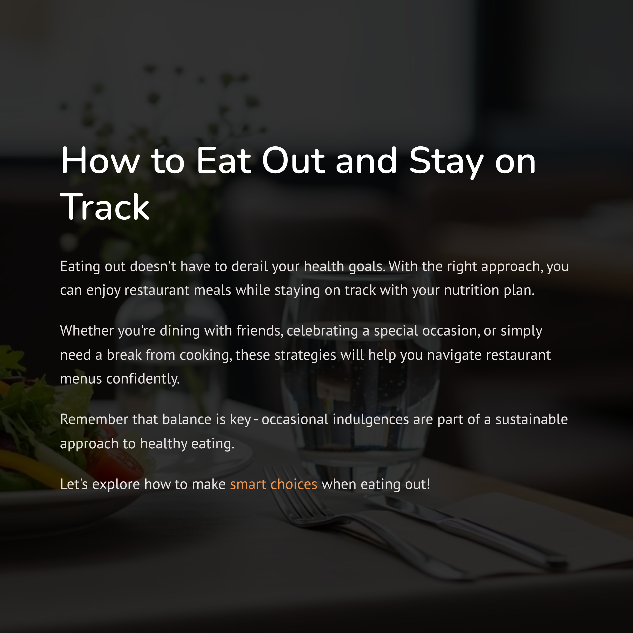 How to Eat Out and Stay on Track