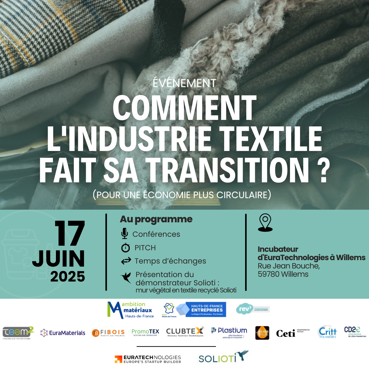 Le CETI acteur engagé de la transition circulaire textile – Rendez-vous le 17 juin à EuraTechnologies