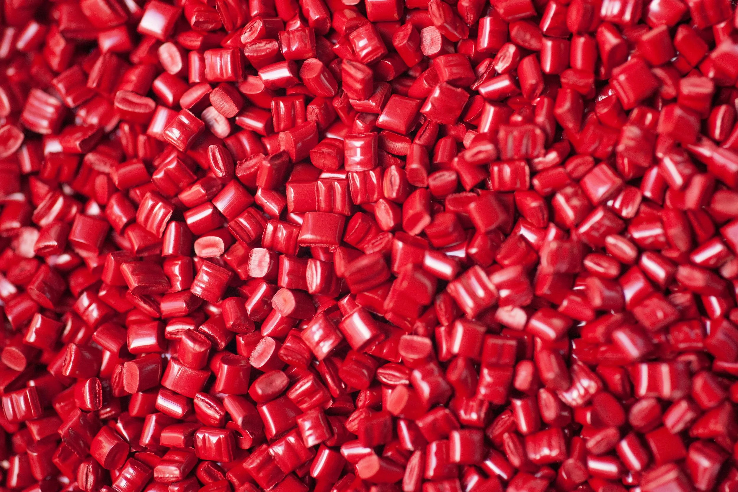 Red recycled Polymer compounded pellets