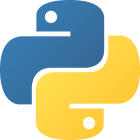 Python logo with a blue and yellow color scheme.