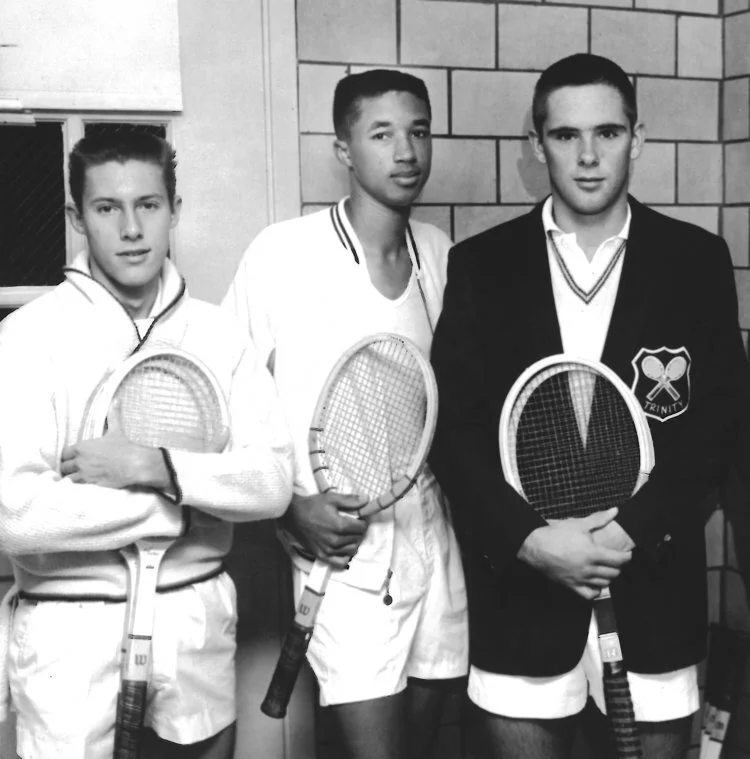 Jimmy Parker, Arthur Ashe &amp; Cliff Buchholz  (left to right)