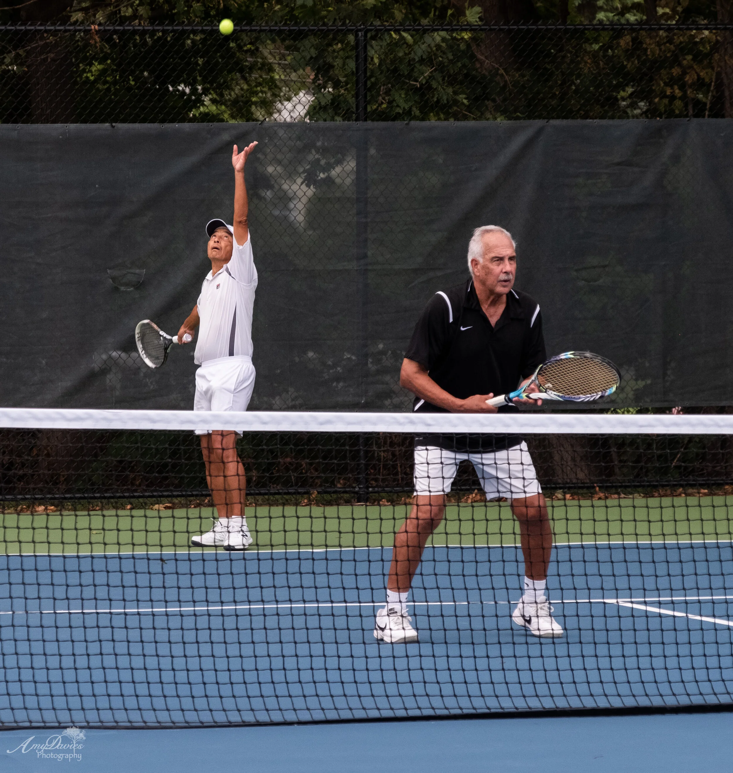 Mas and doubles partner, Bill Drake, in Guilford, CT