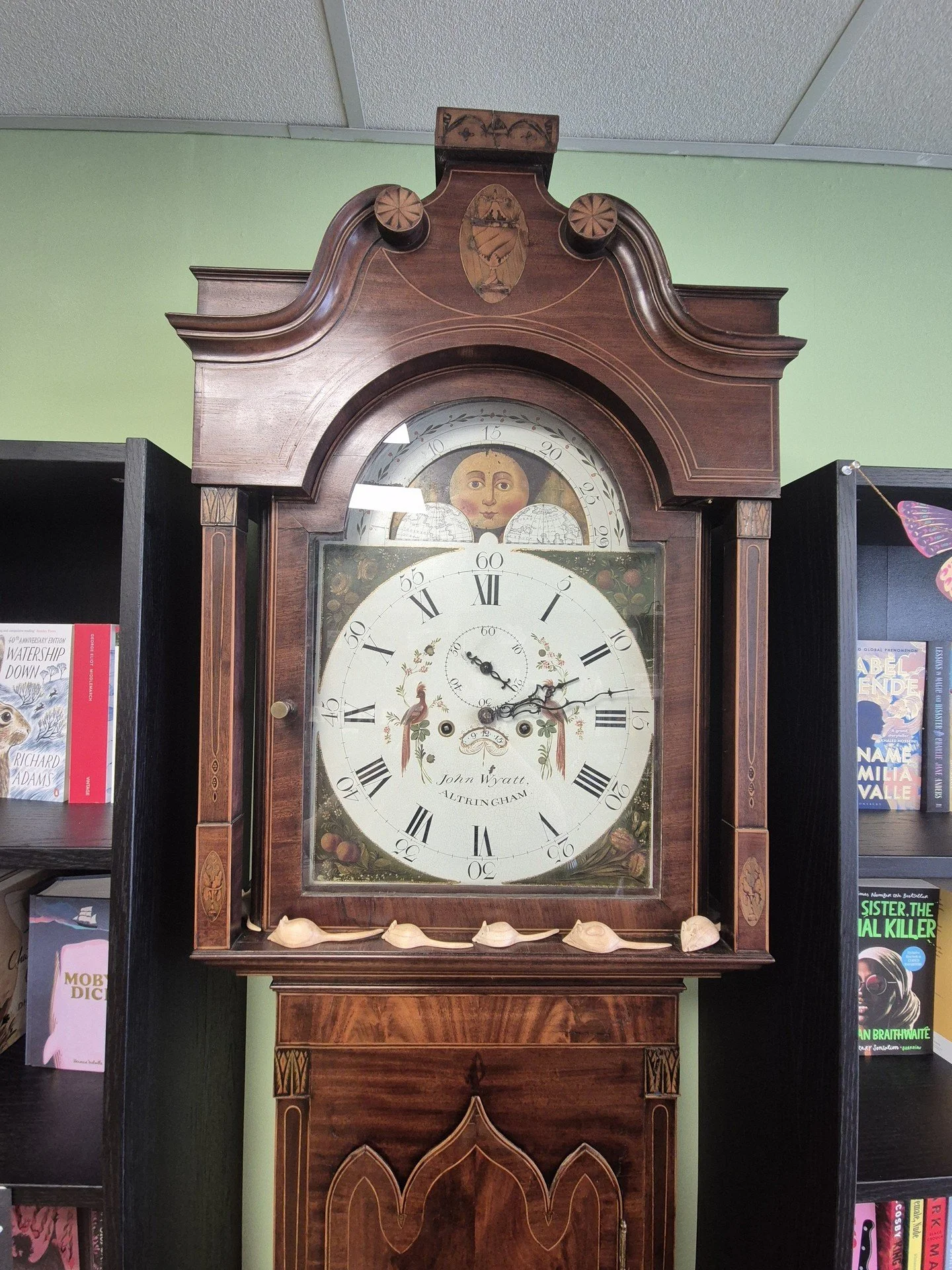 One of the first things you&rsquo;ll see when you walk into our shop is our gorgeous grandfather clock!

When I saw this a few weeks before the shop opened, I just knew we had to have it. Made in the 19th century in Altrincham, this clock makes for a