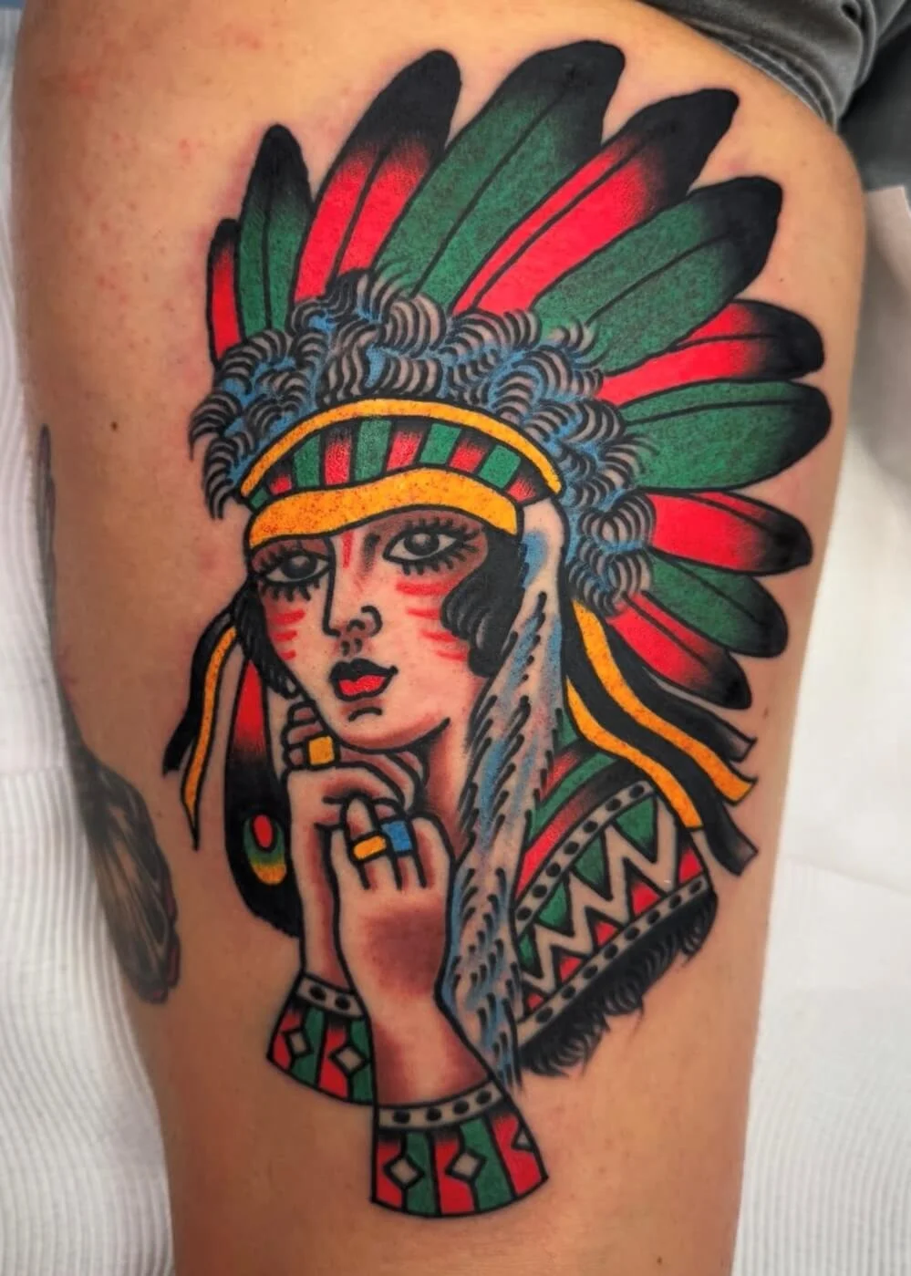 Mitch Oscar Sydney Traditional Tattoo Native American Girl