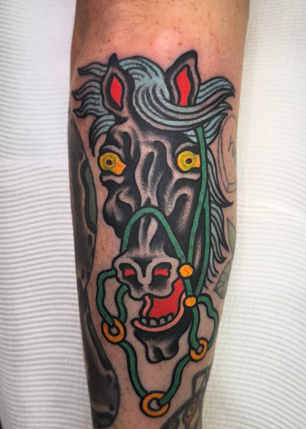 Mitch Oscar Sydney Traditional Tattoo Horse Head Forearm