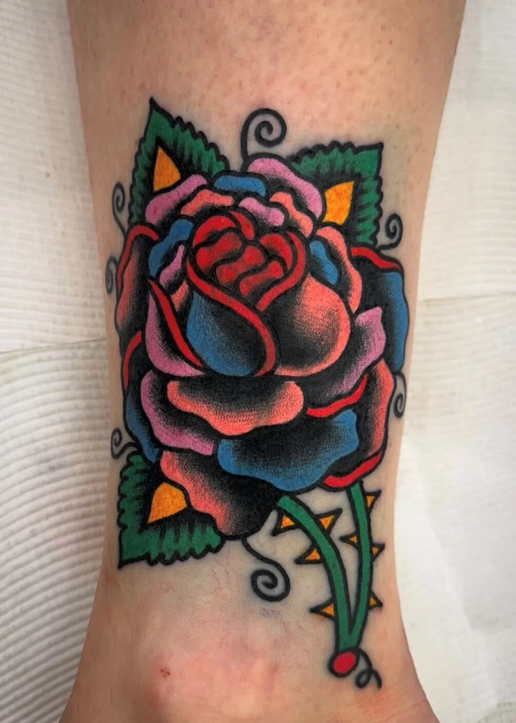 Mitch Oscar Sydney Traditional Tattoo Colour Rose Cover Up