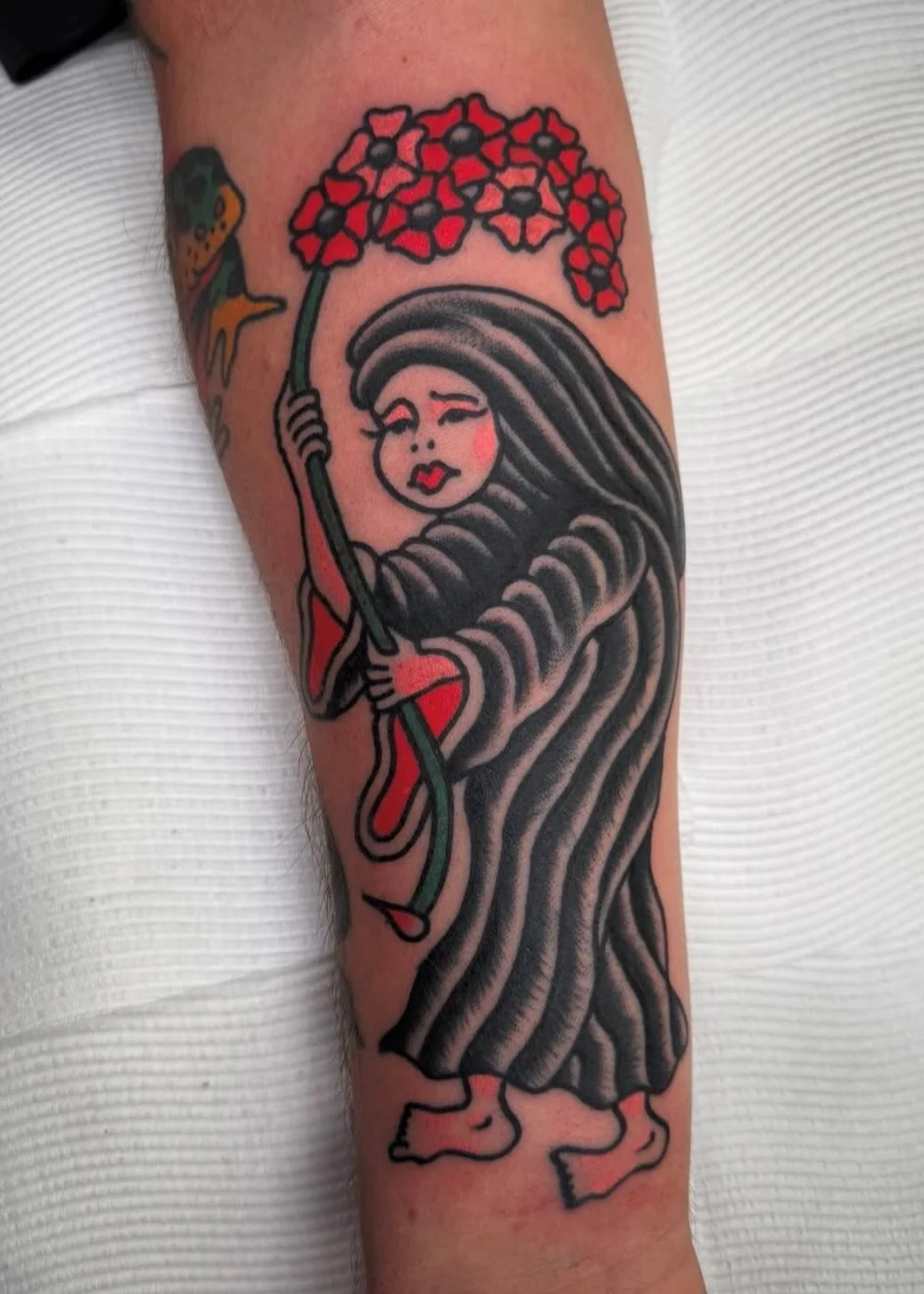 Mitch Oscar Sydney Traditional Tattoo Custom Nun Floral