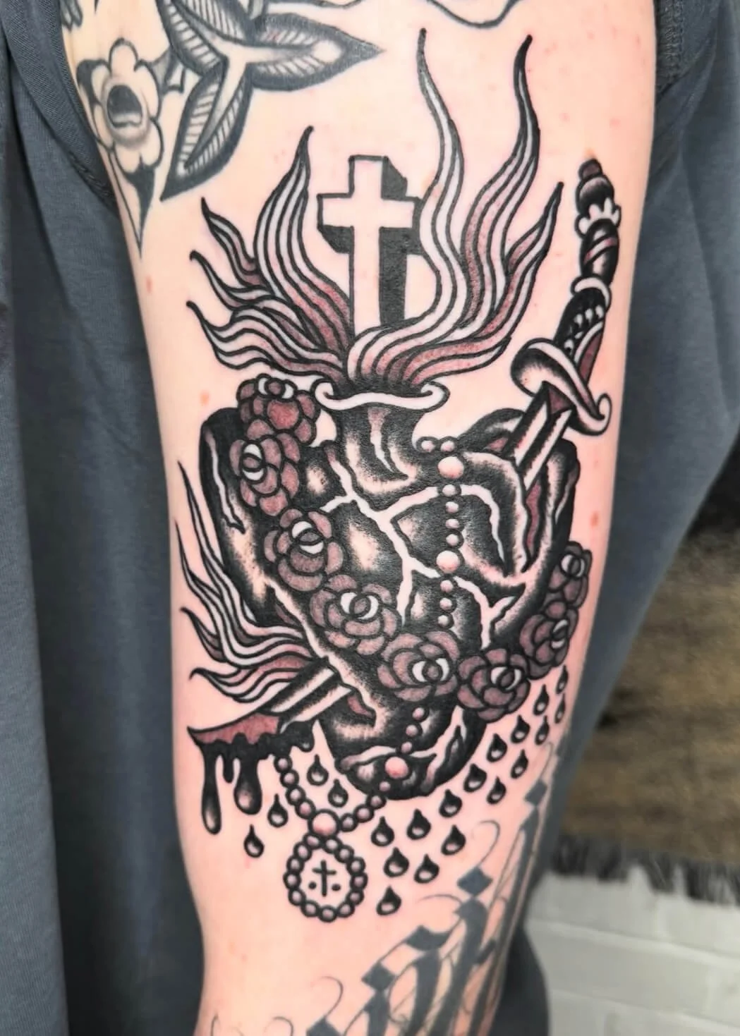 Mitch Oscar Sydney Traditional Tattoo Scared Heart Religious
