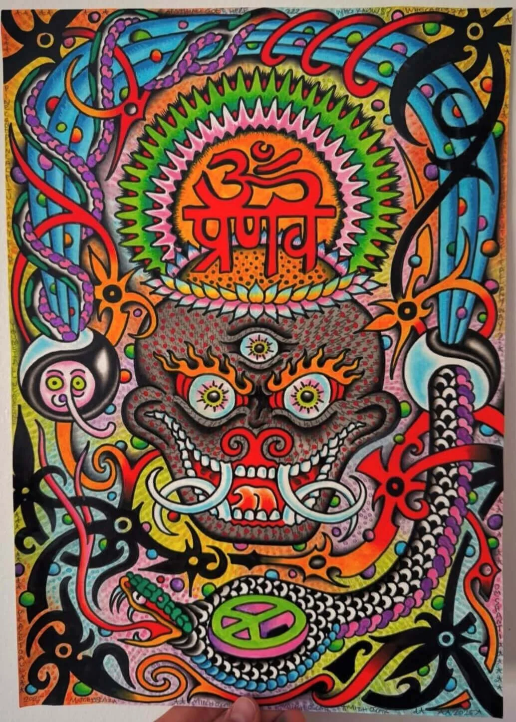 Mitch Oscar Sydney Traditional Tattoo Crazy Psychedelic Painting - Who Knows? Who Cares?