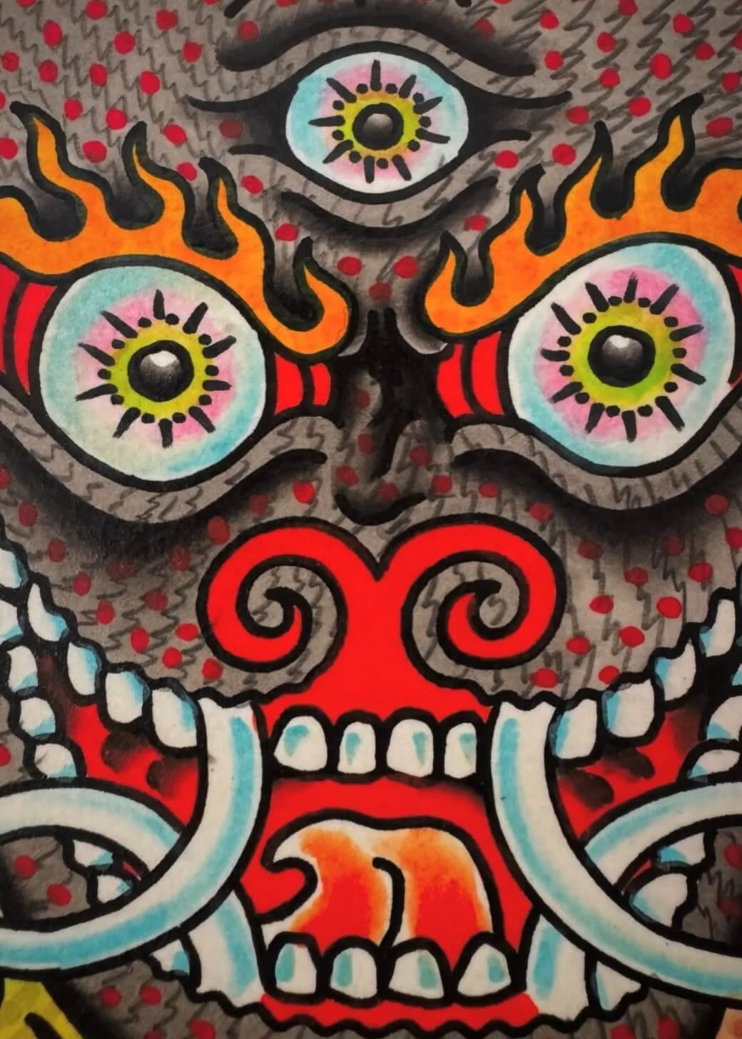 Mitch Oscar Sydney Traditional Tattoo Crazy Psychedelic Painting - Who Knows? Who Cares?