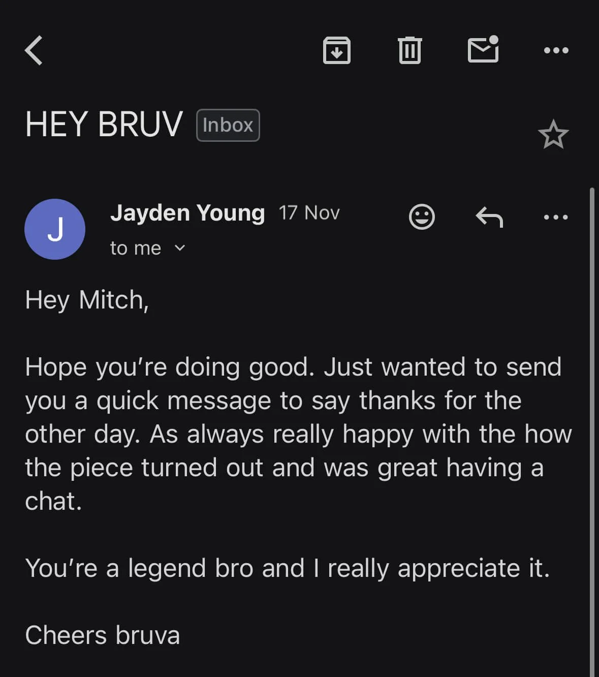 Mitch Oscar Client Testimonial Jayden