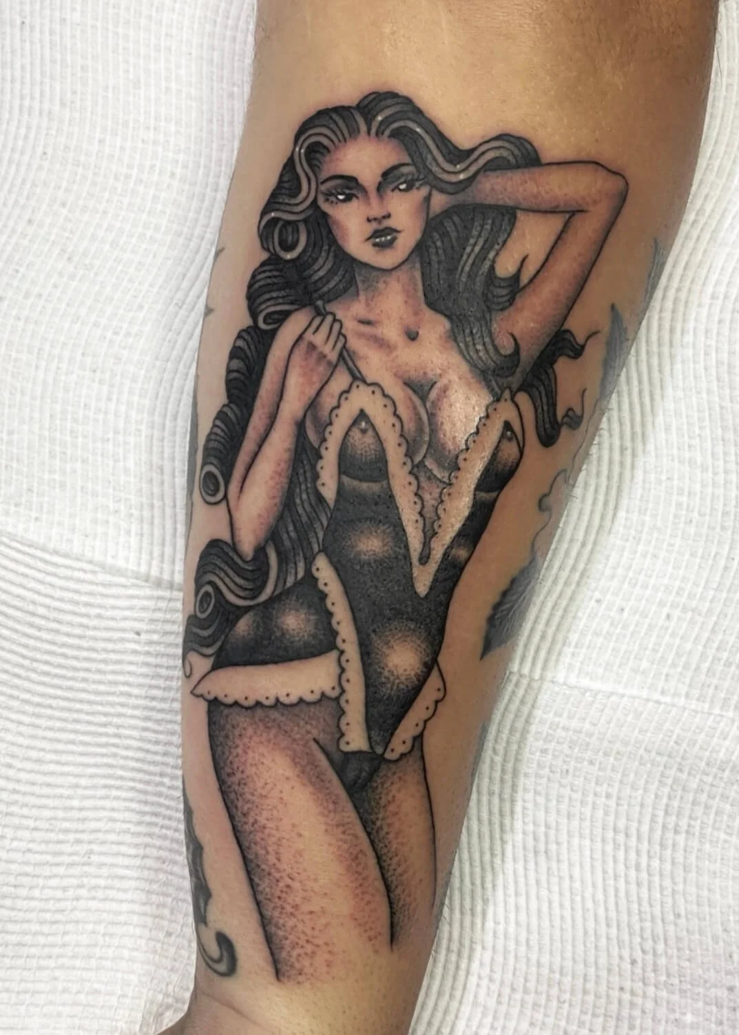 Delicate single needle arm tattoo by sutherland shire artist