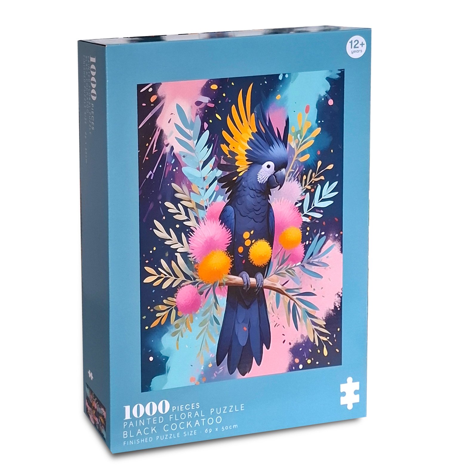 Painted Floral Jigsaw Puzzle Black Cockatoo 1000 piece