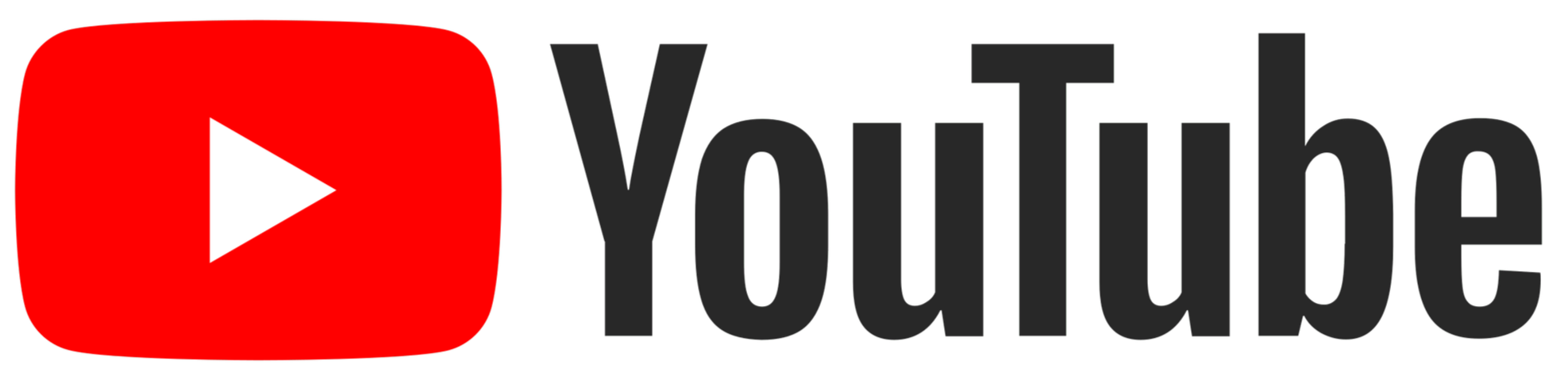 Logotipo de YouTube con el icono rojo de reproducción y el texto "YouTube" en negro.