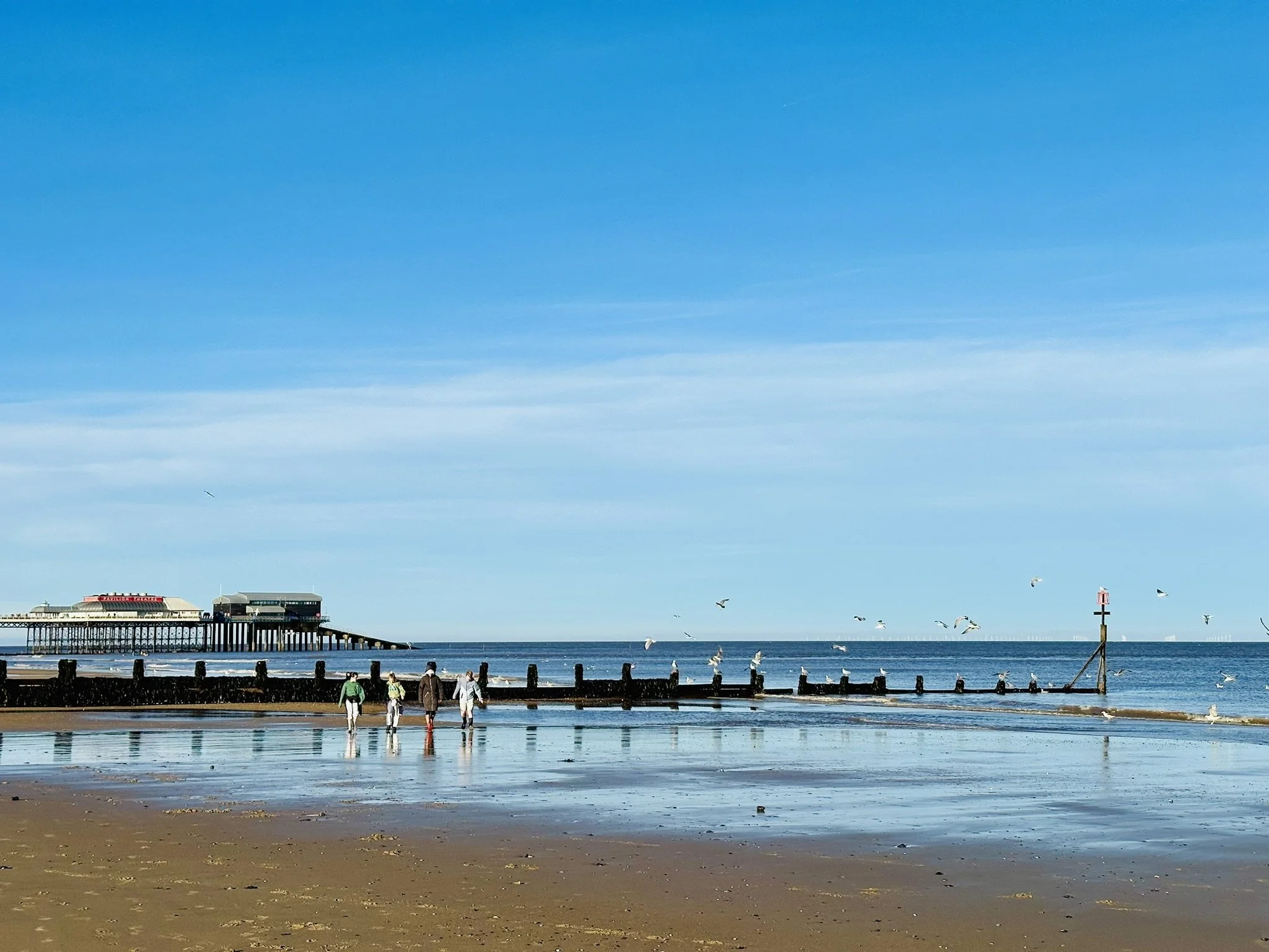 Cromer beach and Cromer Pier, the perfect place to visit, go on beach walks, crabbing off the pier.