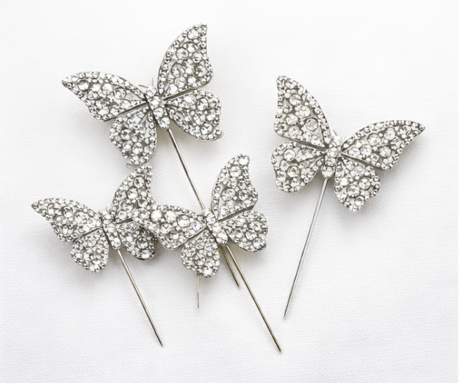 Silver Diamanté Butterflies - Add on