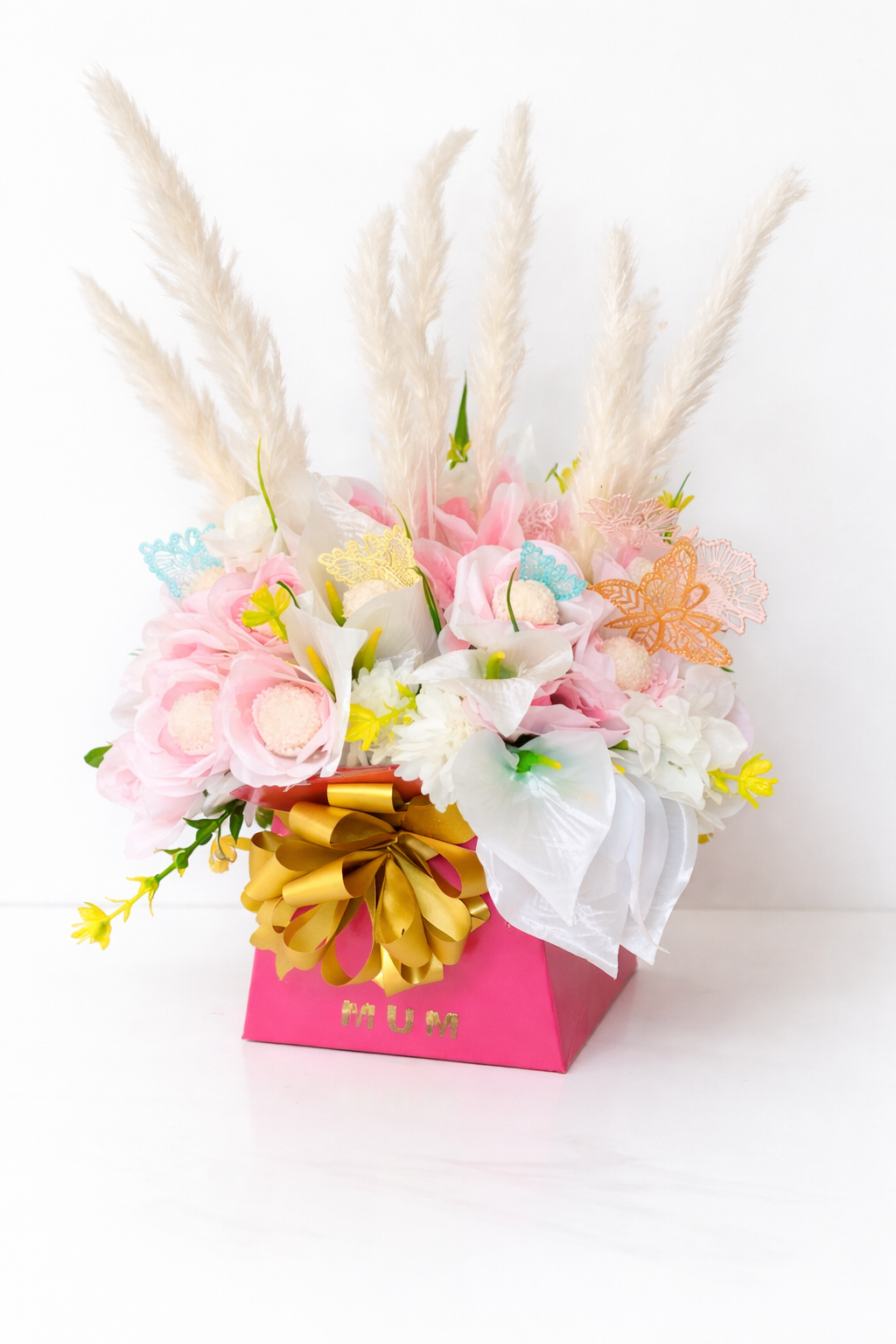 Flower Bouquet With Edible Butterflies Bouquet