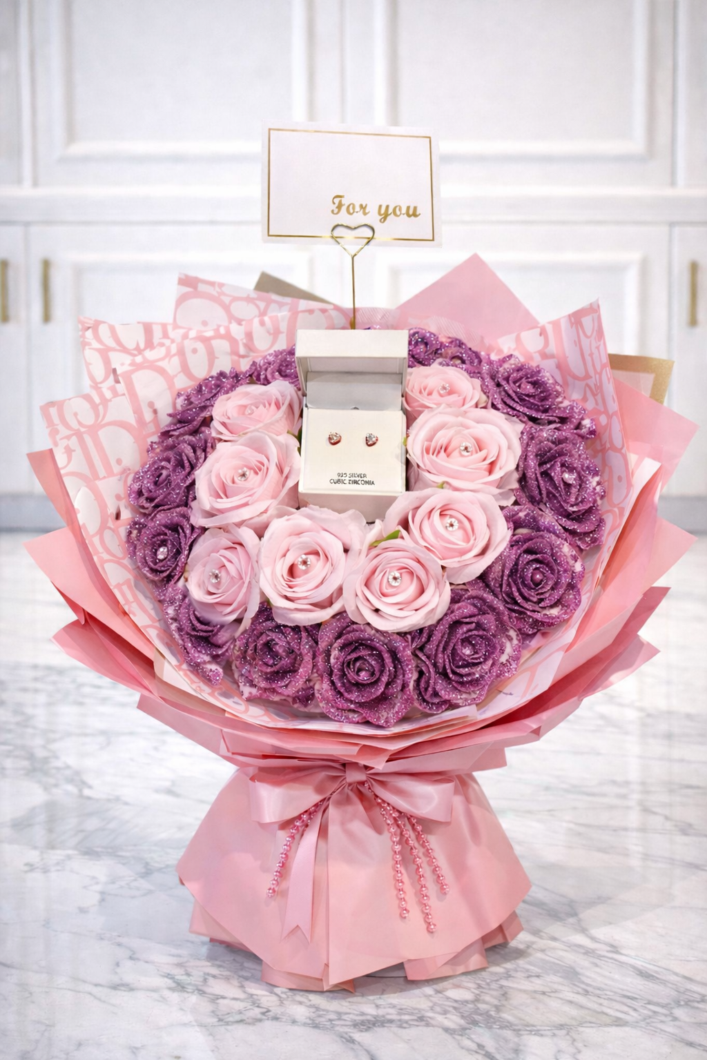 Valentines Rose Jewellery Bouquet (Eternal roses)