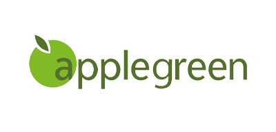 Apple Green logo with a green apple and the words 'apple green' in green text