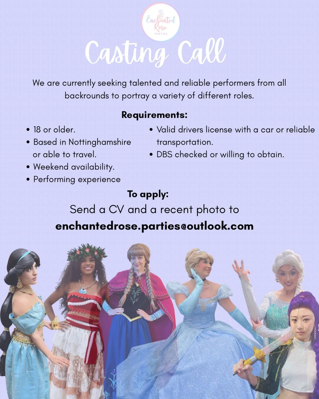✨ CALLING ALL PERFORMERS ✨
We&rsquo;re looking for talented, reliable performers to join our growing team and bring magic to children&rsquo;s parties! 👑

If you love performing, working with children, and creating unforgettable experiences, we&rsquo