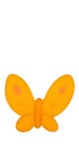 A colorful illustration of a yellow butterfly with orange and pink accents on its wings.
