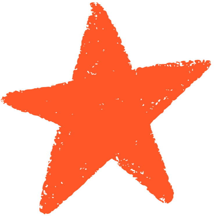 Orange star illustration on black background.