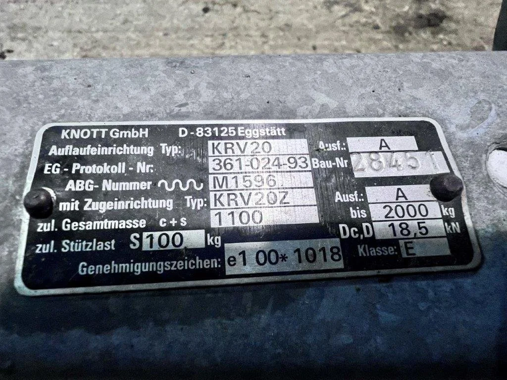 knott ifor williams tow bar serial number