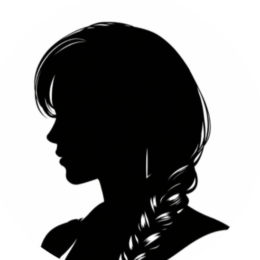 Silhouette of a woman with a braided hairstyle, facing left.