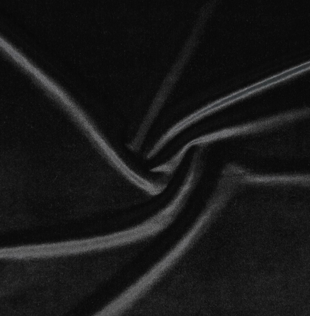 Close-up of black fabric with light reflections and folds.
