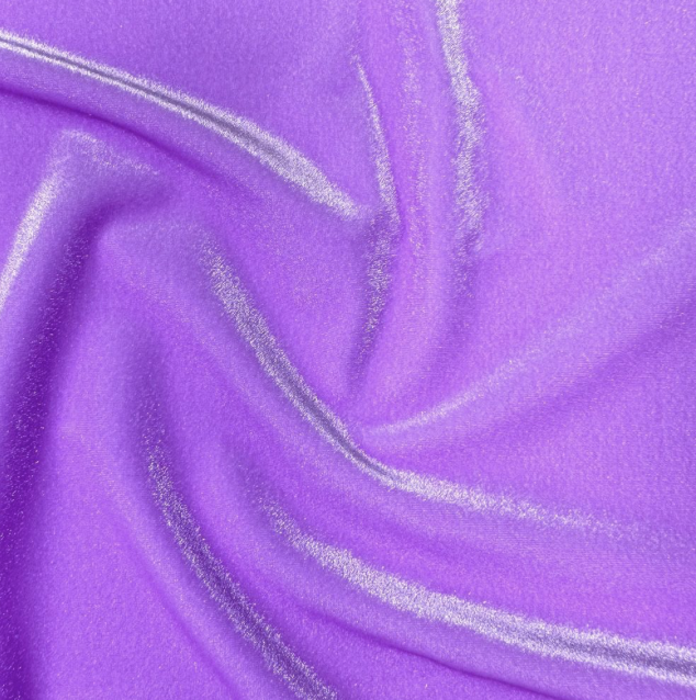 Close-up of purple fabric with shimmering silver details.