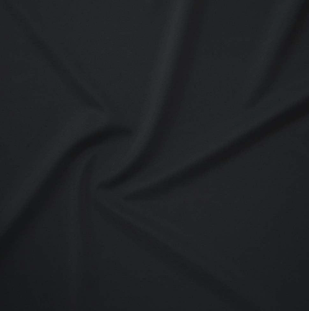 Close-up of black fabric with a twisted and folded pattern.