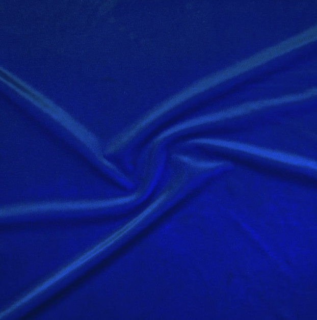 Close-up of blue fabric with a twisted pattern.