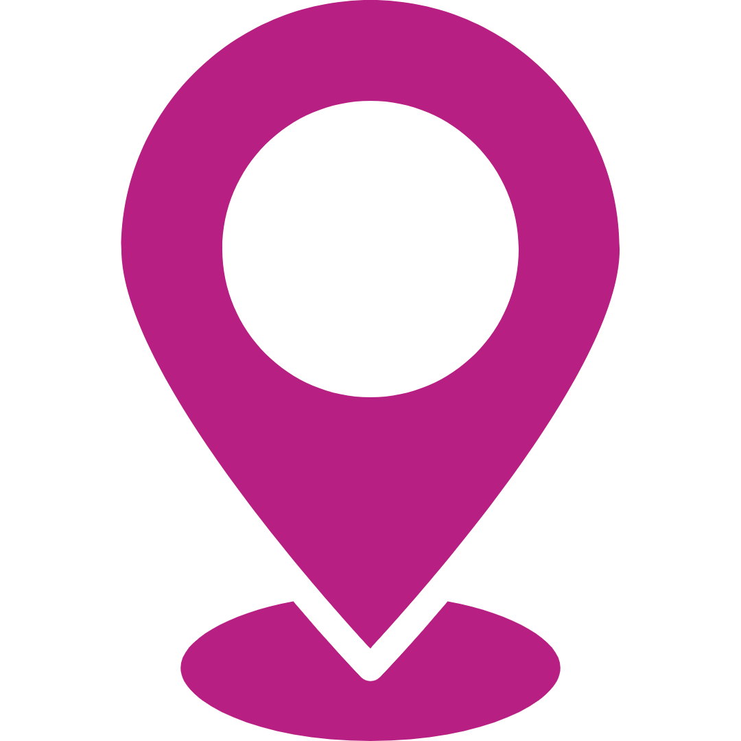 Purple map location marker icon on a black background.