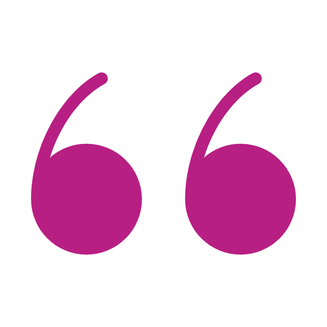 Large purple quotation marks on a white background.