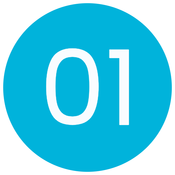Blue circle with the number '01' in white.