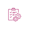 Clipboard and gear icon.