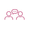 Two people with speech bubbles icon.