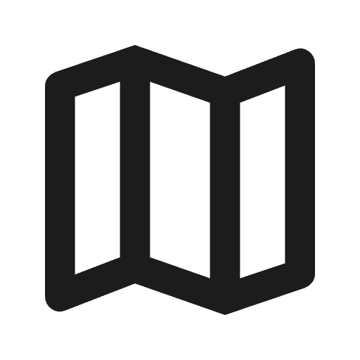 Ein Icon, das eine aufgeschlagene Landkarte darstellt.