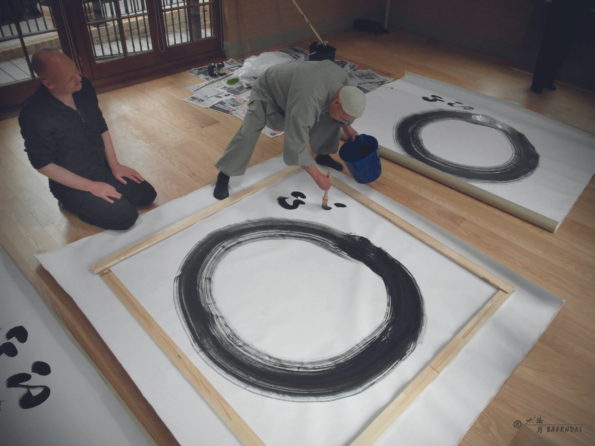 Brushing the enso calligraphy for Zenways London dojo