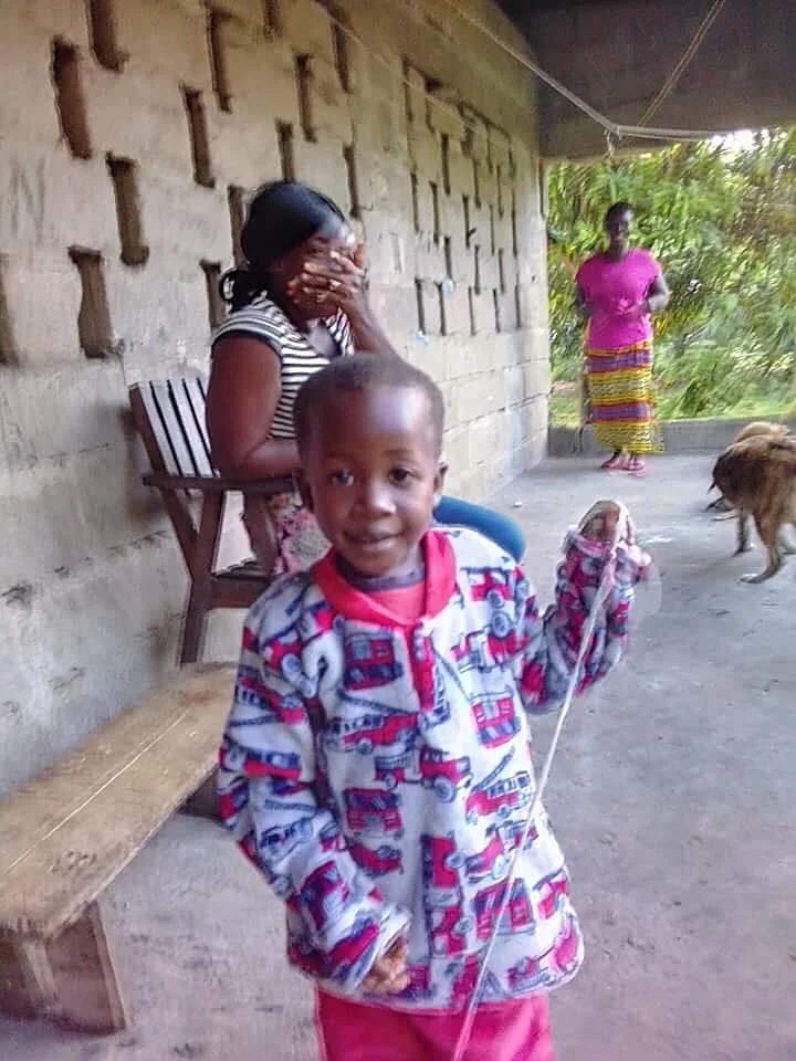 Happy and thriving! &nbsp;Kuku called just after this picture and said she had to drag Eman inside every night because he was so busy playing!